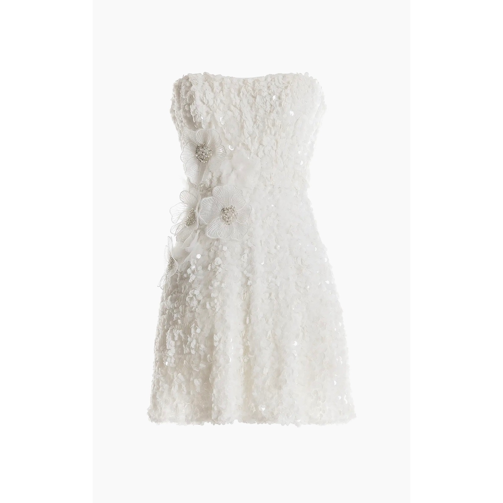 Dress The Population Sasha Embellished Strapless Fit & Flare Minidress White Xs